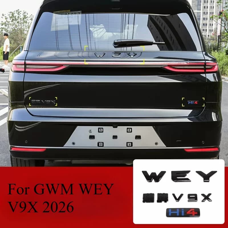 For GWM WEY V9X 2026 Black Badge Emblem Overlay Kit | Blackout Metal Lettering Decoration Set