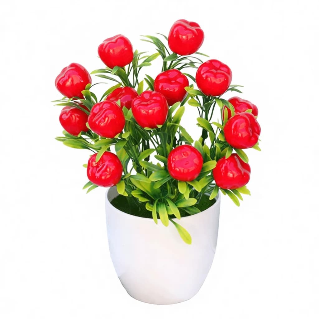 Realistic Artificial Cherry Bonsai Potted Plant Simulation Fruit Ornament Home Tabletop Decoration Fake Berry Supplies