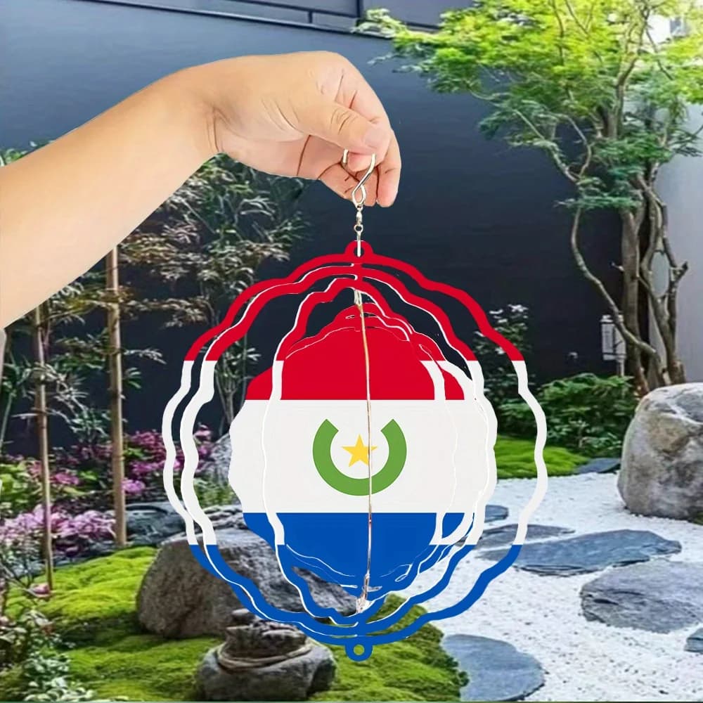 1pc Paraguay Flag Metal Wind Chime Father’s Day, Independence Day & Teacher Appreciation, Decorative Hanging Ornament