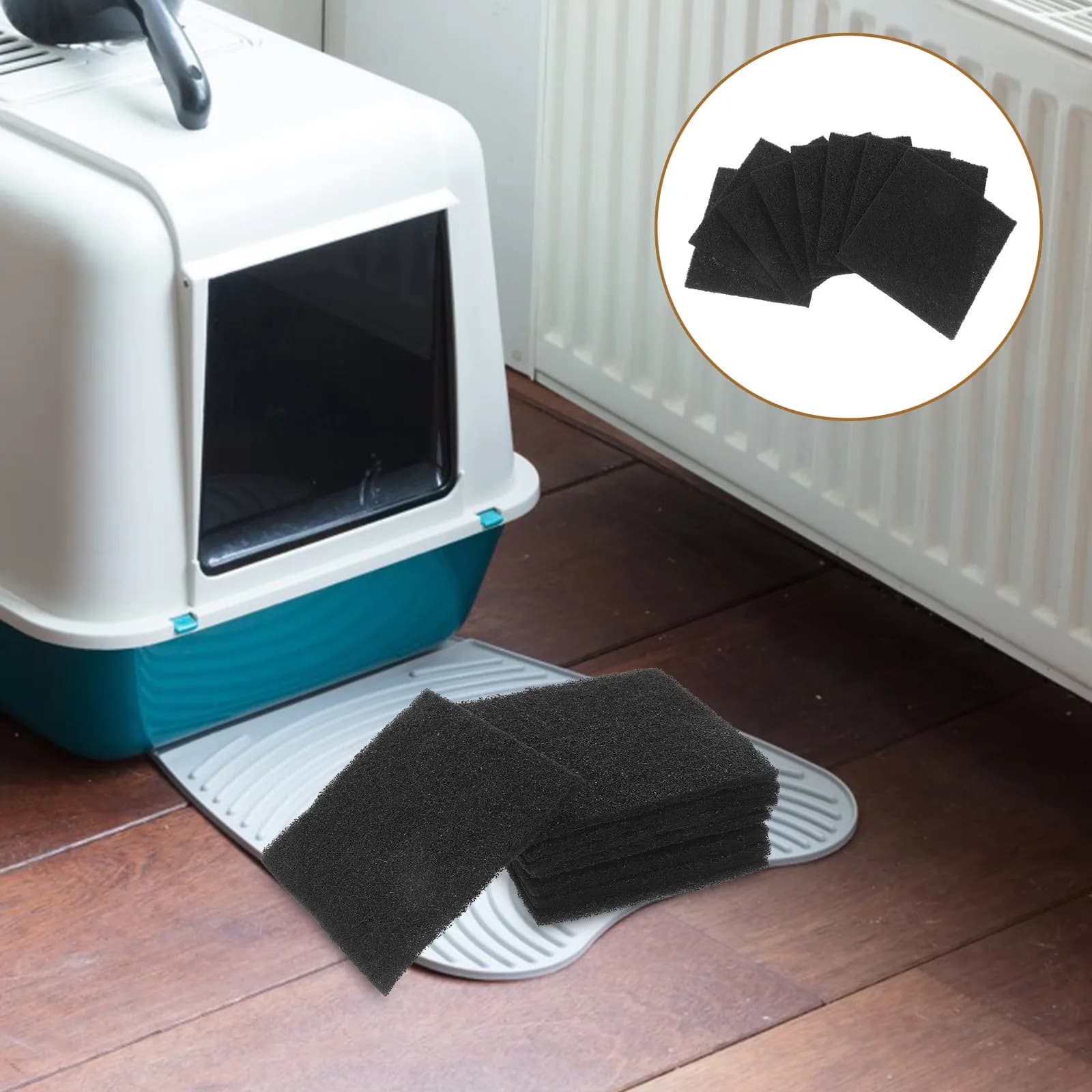 8 Pezzi Filtri a Carbone Attivo per Compostiera da Cucina, Cuscinetti Filtranti al Carbone per il Controllo degli Odori, Deodorante per Lettiere e Contenitori per Compost