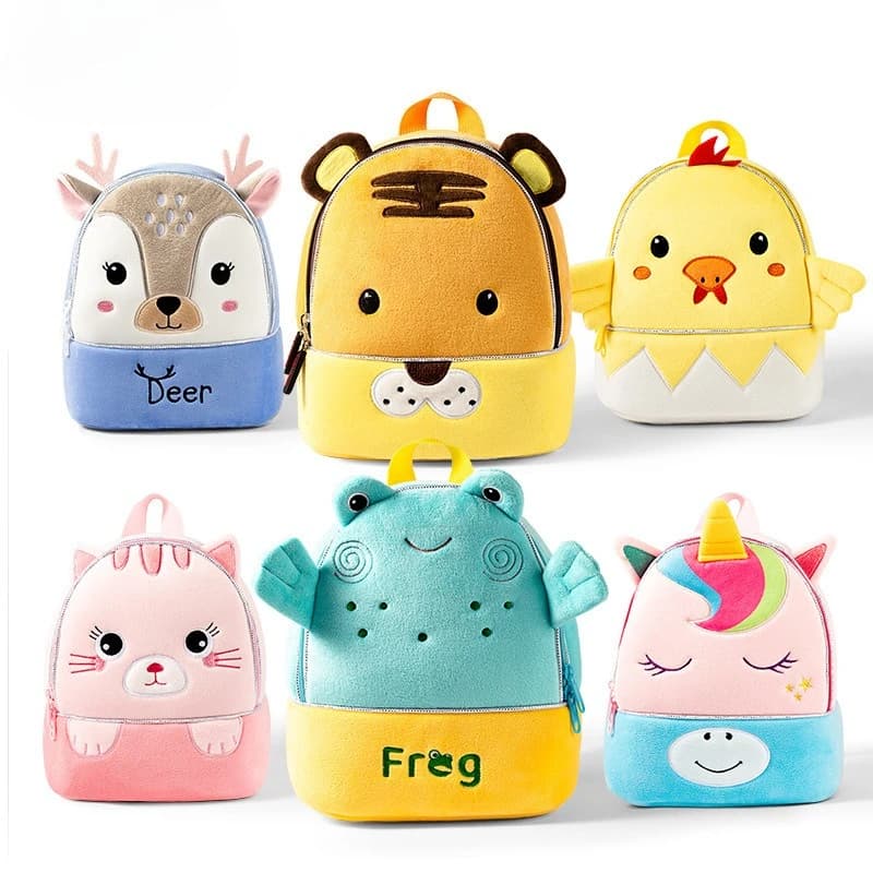 Borsa da scuola per asilo Zaino per bambini in peluche tridimensionale 3D con animali dei cartoni animati Zaino per giocattoli da uomo e da donna