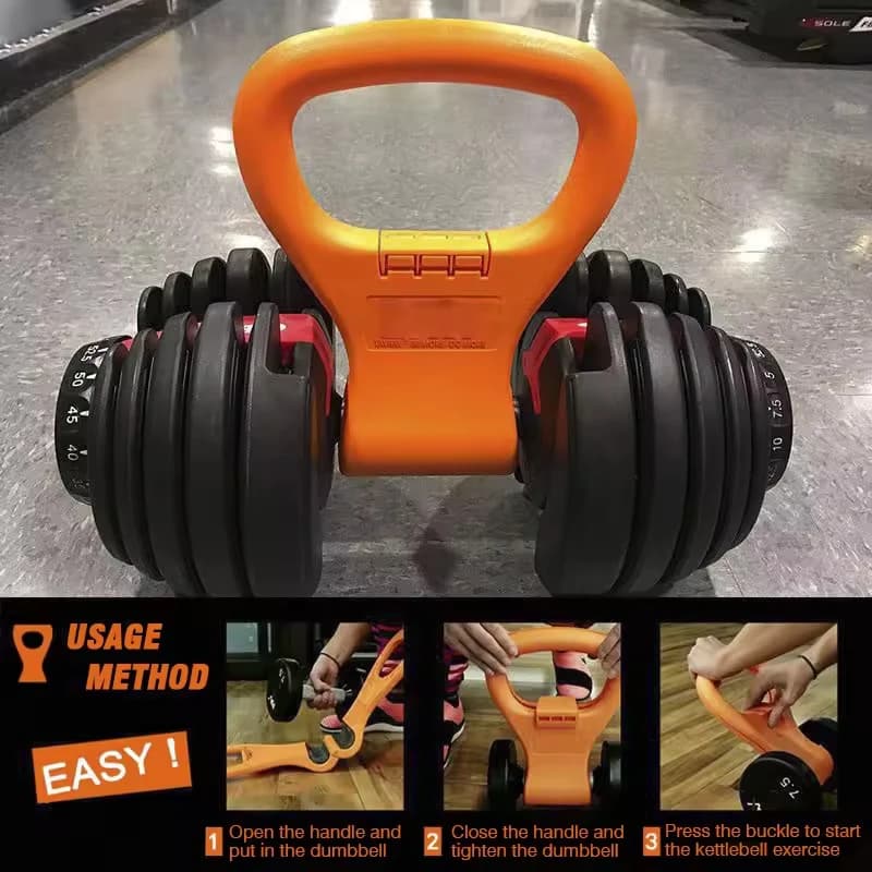 Convertible Handle for Manubri and Kettlebell, Comfortable Home Fitness Equipment