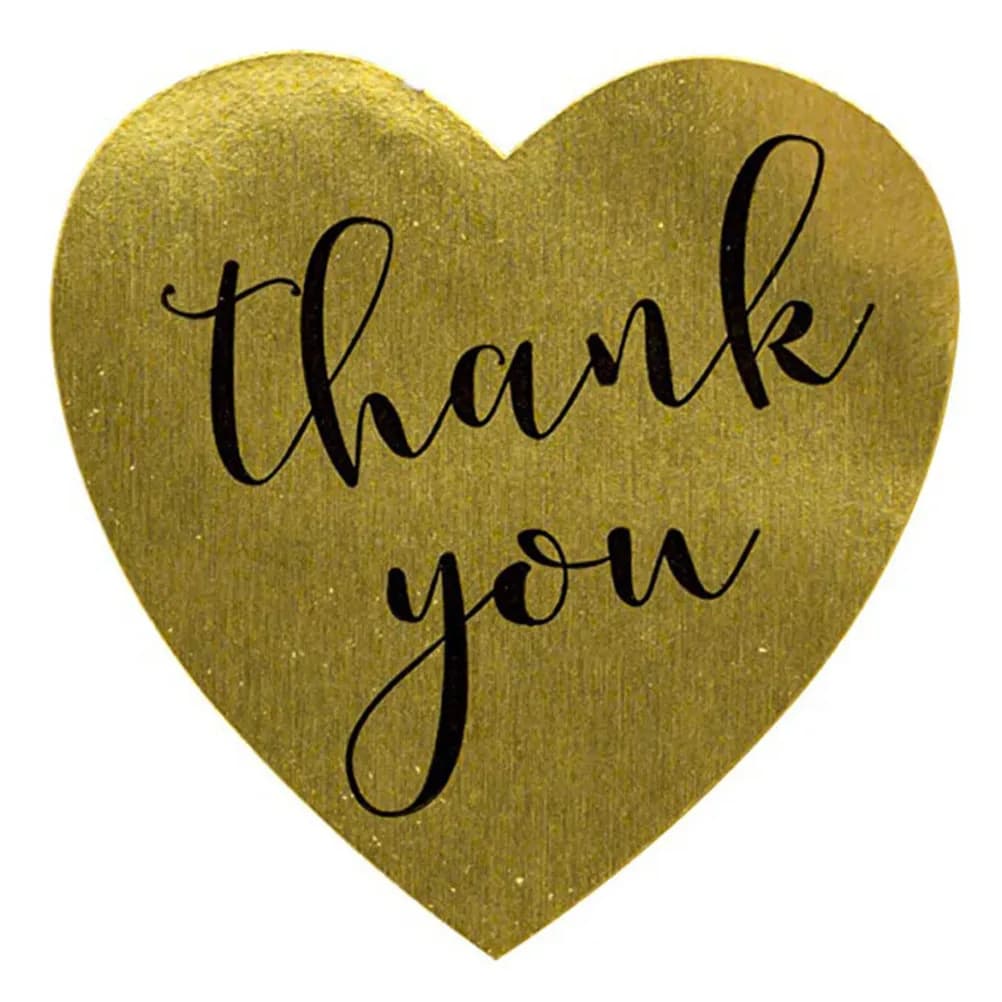 500Pcs Heart Shape Self-Adhesive Thank You Stickers Perfect Candy Bag Label Baking Packing Wrapping Gifts Thank You Sticker