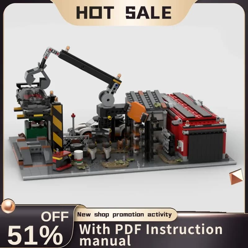 Nuovo 1284 Pz Città di Vendita Caldo Street View Moc Modulare Scrapyard Modello Puzzle Personalizzato Fai Da Te Idee Creative Giocattoli Per Bambini Regalo Di Compleanno