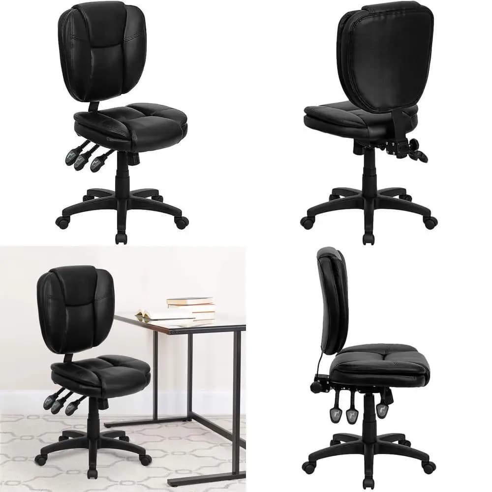 Sedia da Ufficio Ergonomica Girevole Multifunzione con Seduta Imbottita in Pelle e Cuscino Superiore