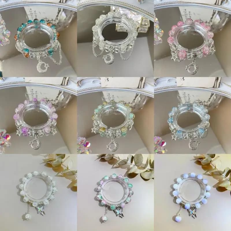 Bracciale alla Moda con Cristalli Sfumati Colorati, Luna e Farfalle, con Nappe, per Donne, Gioiello dal Temperamento Dolce, Idea Regalo
