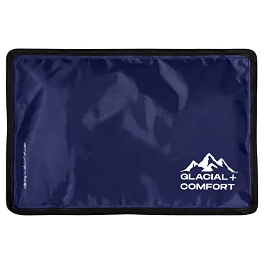 Glacial Comfort Gel Ice Pack for Injuries Reusable - 12" x 8" Cold Pads for Back Pain, Hip, Knee, Shoulder, Muscle Strains, Mig
