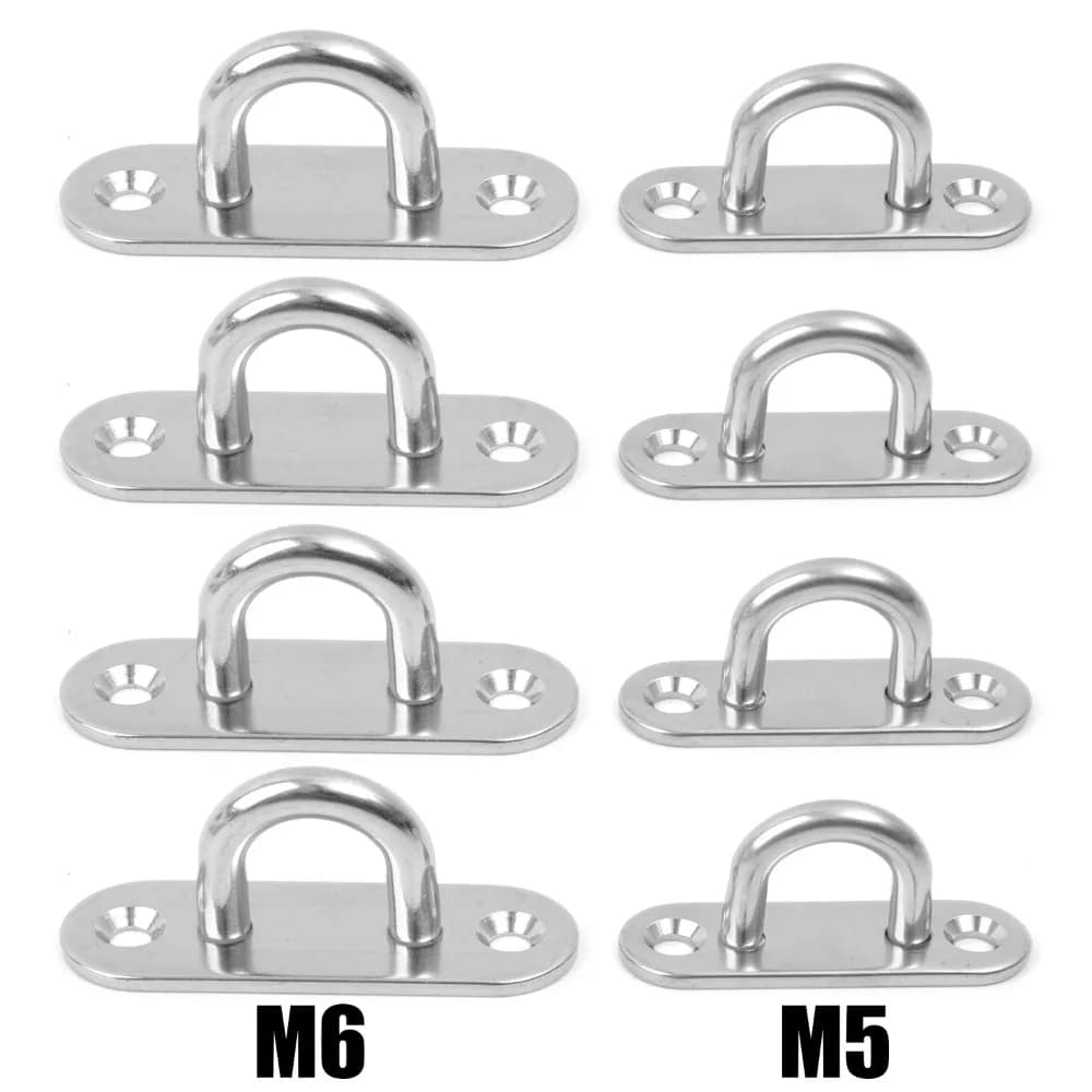 Stainless Steel Marine Hook M5 M6 Heavy Duty Boat Pad Eye Plate Rustproof Oval Deck Loop Hardware for Sailing Ocean Camping Rope