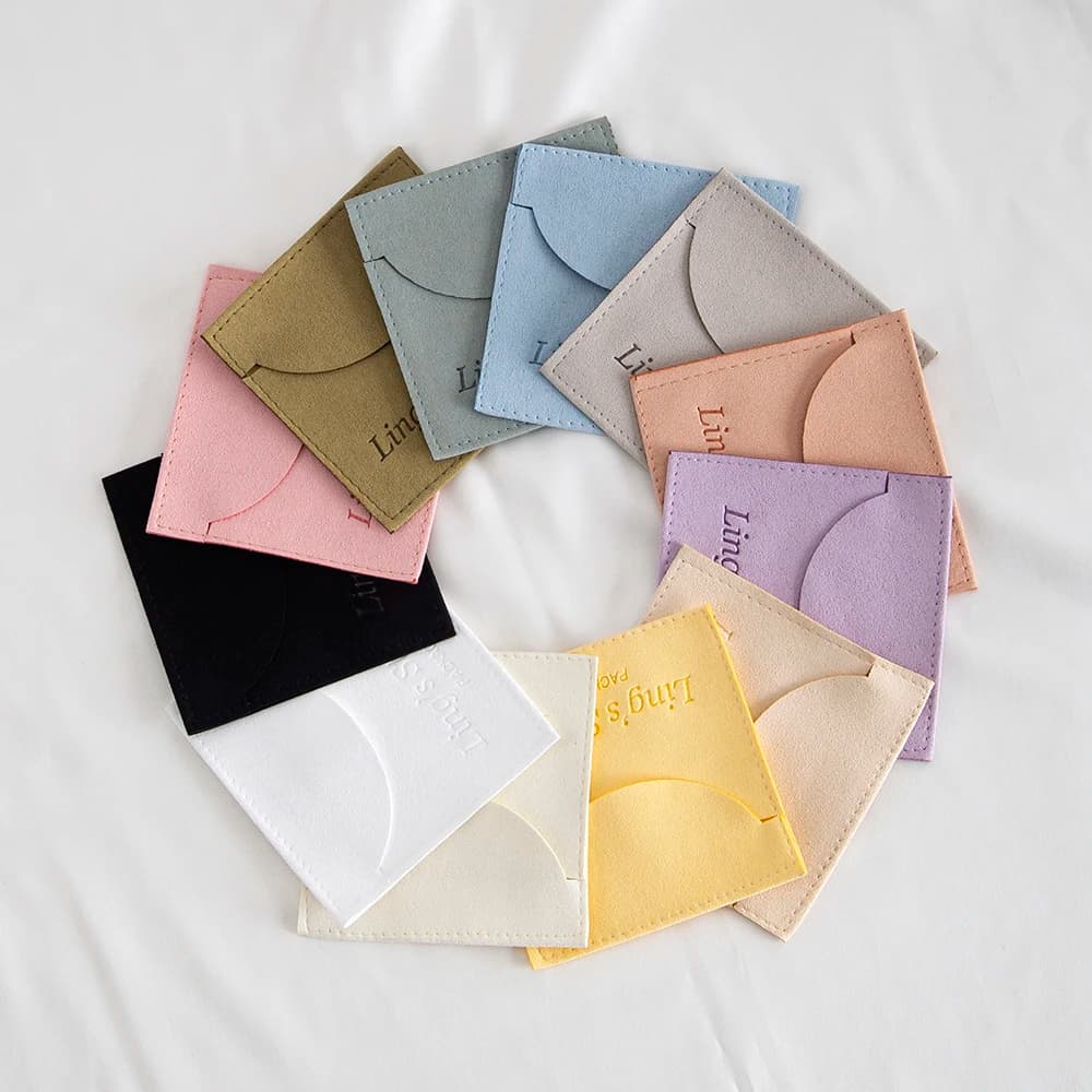 100 Pezzi Sacchetti in Microfibra Personalizzati con Logo, Buste in Velluto per Gioielli, Pochette in Flanella e Camoscio per Organizzare Orecchini, Anelli, Bracciali, Collane e Portachiavi