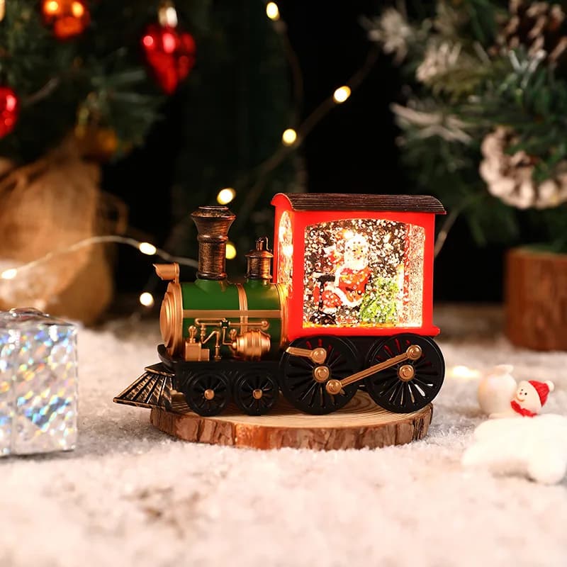 Ornamenti natalizi con sfera di cristallo Luci a LED Treno Babbo Natale Decorazione di buon Natale per la festa in casa Regalo di Natale di Natale