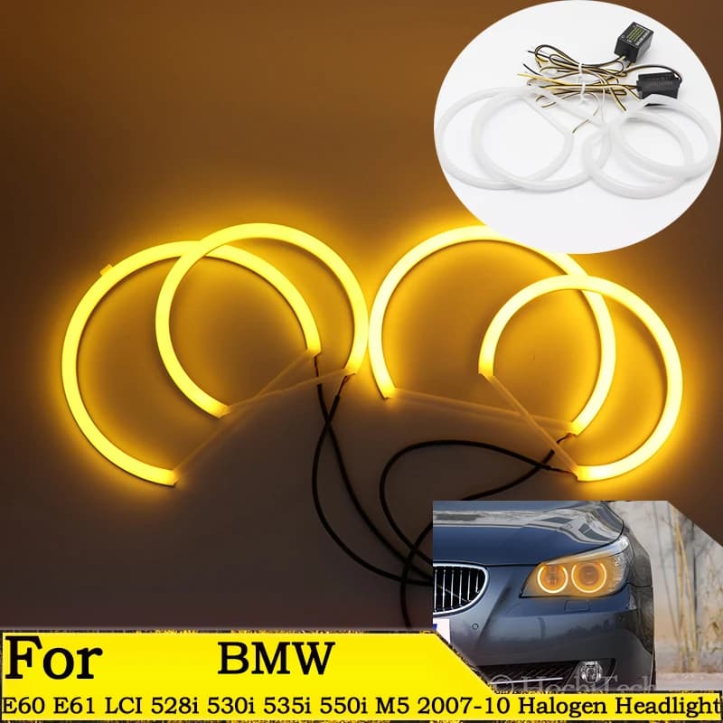 SMD Cotton Light Switchback LED Angel Eye Ring Kit for BMW E60 E61 LCI 528i 530i 535i 550i M5 2007-2010 halogen lighthouse