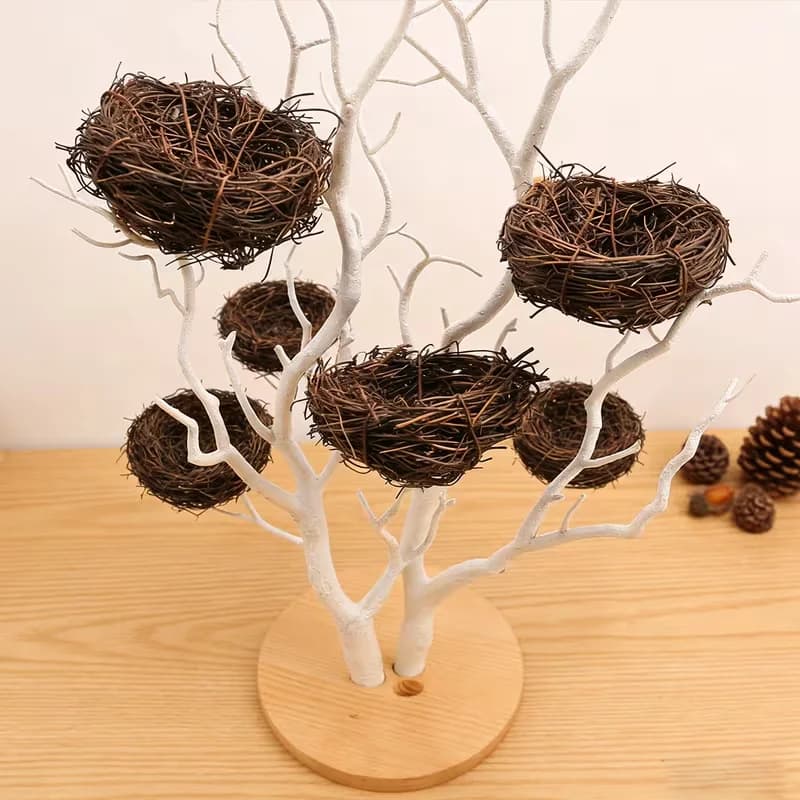 5 Pezzi Nidi di Uccelli in Vimini Artificiali, Nidi in Vimini per Fai da Te, Casette per Uccelli, Vasi per Piante Succulente, Oggetti Decorativi a Forma di Nido di Uccello, Piante Artificiali