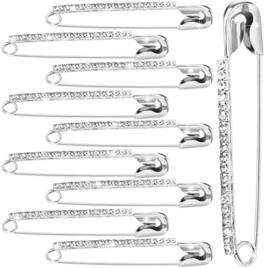 0 Pcs Safety Pin Brooch, Safety Pins for Cclothes, Decorative Safety Pins, Silver Junk Socks Charms Kit, Silver Brooch Pins for