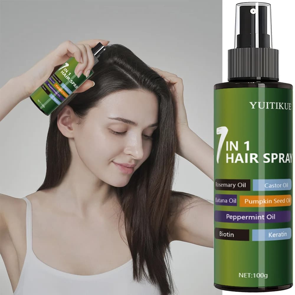 YUITIKUE Spray per la Cura dei Capelli 7 in 1 | Rosmarino, biotina e cheratina, nutrono e rinforzano tutti i tipi di capelli 100g
