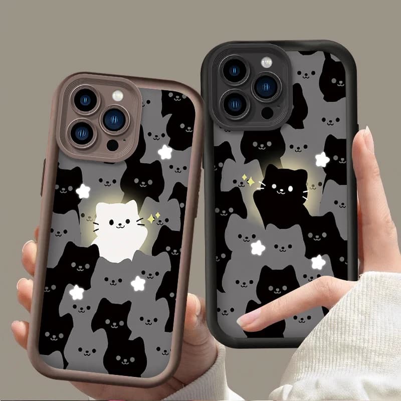 Silicone Phone Case for Couple of Lovely Cats for IPhone 17 Air 16 E 15 14 13 12 11 Pro Max XS Max XR SE 2020 SE4 7 8