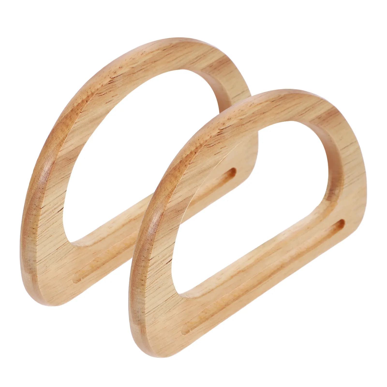 2 Pezzi Manici in Legno a Forma di D per Borse, Accessori Fai-da-Te Perfetti per Borse all'Uncinetto, Sostituzione Manici e Creazione di Borse