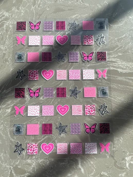Adesivi per Unghie in PVC Stile Kawaii a Forma di Torta Rosa con Motivo Leopardato, Impermeabili e Durevoli per Laptop, Bottiglie d'Acqua, Quaderni e Regali