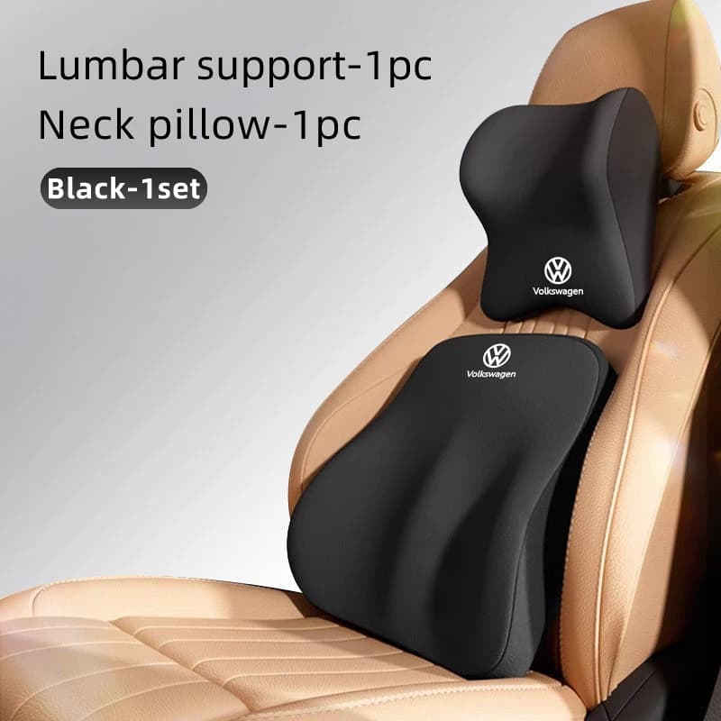 Car Sticker Styling Mouldings Car Seat Headrest Memory Foam Neck Pillow Lumbar Backrest Accessories For Volkswagen VW Jetta Golf