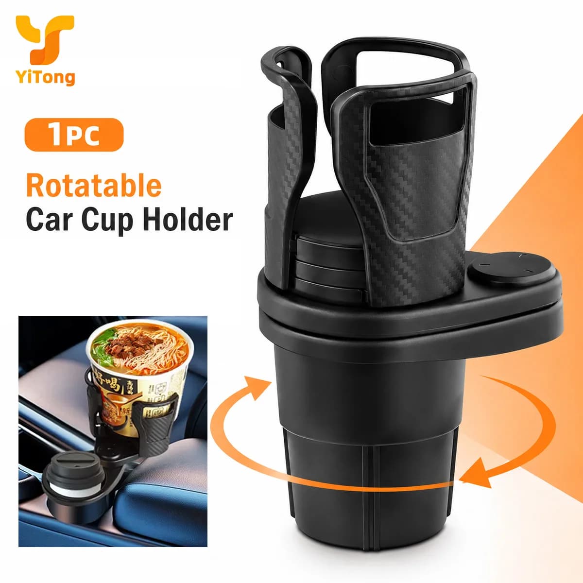 Yitong 1PC Rotatable Car Cup Holder Expander Dual Drink Bottle Holder Adapter Adjustable Base Auto Interior Organizer for Travel