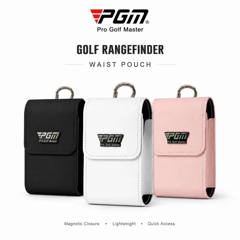 PGM Magnetic Golf Waist Pouch Rangefinder Case Clip On PU Leather Lightweight Hip Belt Bag Quick Access Golf Accessory Men Women