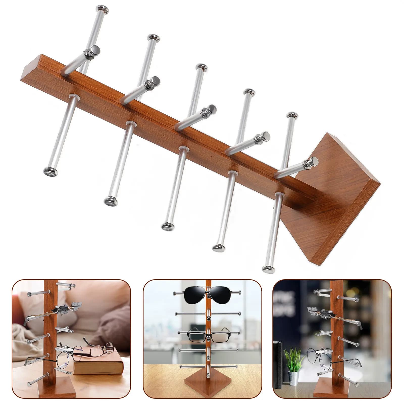 Espositore Premium Multilivello per Occhiali, Supporto da Tavolo per Occhiali da Sole, Organizzatore per Occhiali da Vista, Occhiali da Sole e Maschere da Sci