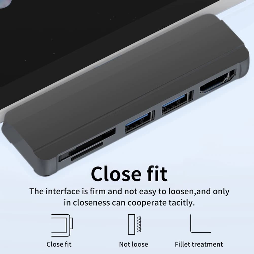 Hub Dock per Surface Pro 6, Pro 5, Pro 4 con HDMI 4K Compatibile, USB 3.0 e Slot TF