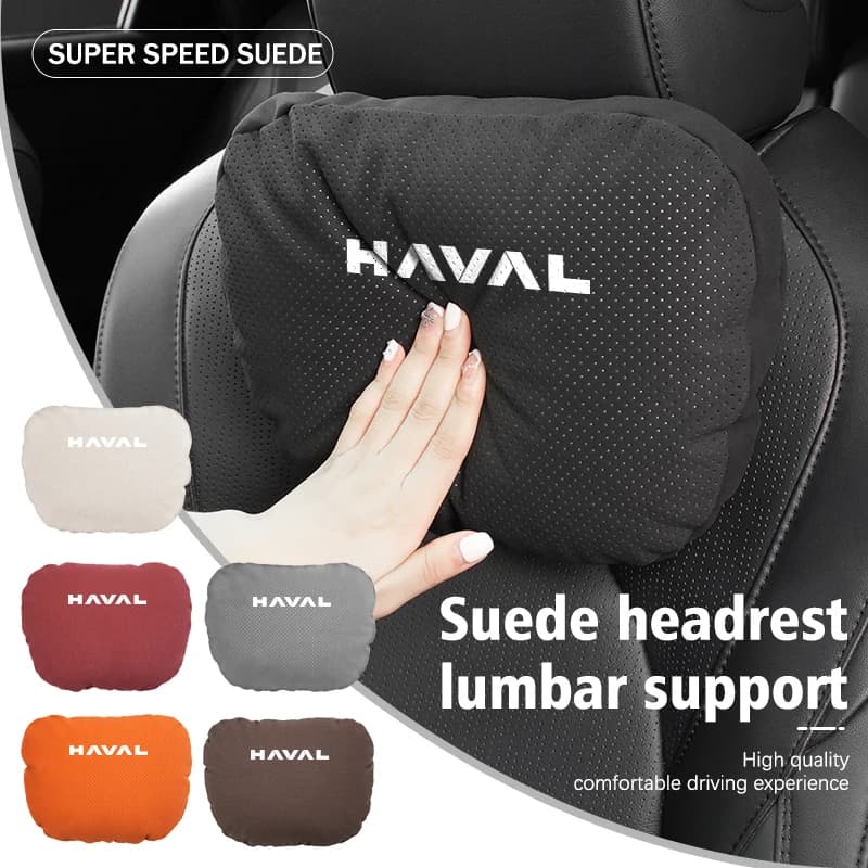 Suede Breathable Car Headrest Lumbar Support Mat Neck Protection Pillow For Haval H6 Dargo M6 H9 H6S F7 F7X Jolion X DOG XY