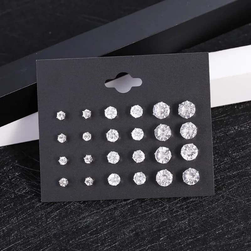 Nuovo 12 paia/pacco bianco lucido orecchini da sposa set per donna uomo accessori gioielli in cristallo orecchini gioielli Oorbellen