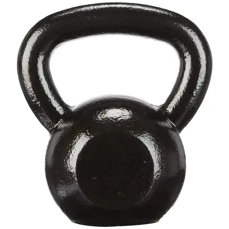 Single cast iron kettlebell with protective coating, balanced weight for exercises in home gym and strength training throughout the body