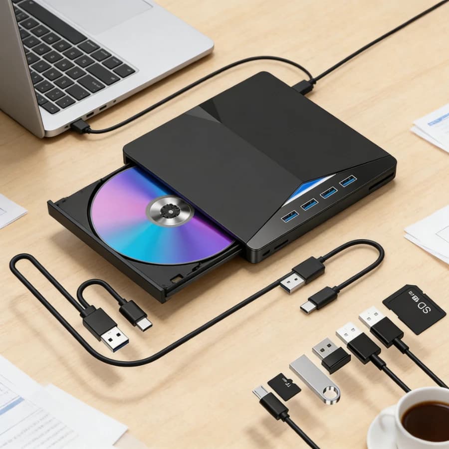 New Ultra-Slim 7 in 1 USB 3.0 External CD DVD RW Drive Portable Burner Writer for Laptop Compatible with Desktop Windows 7/8/10