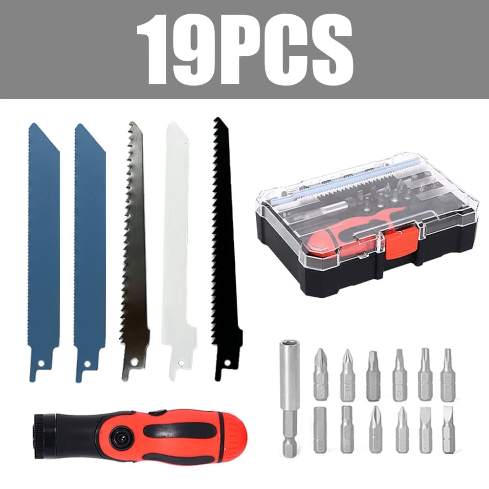 Set of 19 Slurry Saw Parts with Multifunctional Handle, Compatible with Alternative Saw Blades and Sprinkler Tips, Wood Cutting Tools and Plastic Pipes