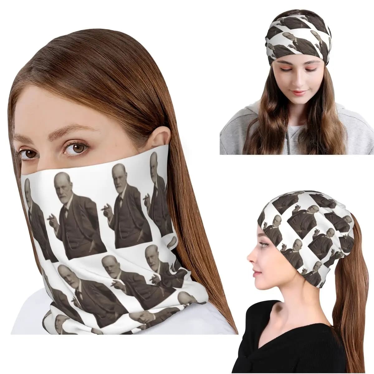 Bandana rosa cipria Freud With Cigar, copricollo, sciarpa magica, sciarpa calda da ciclismo, berretto, unisex, per adulti, per tutte le stagioni