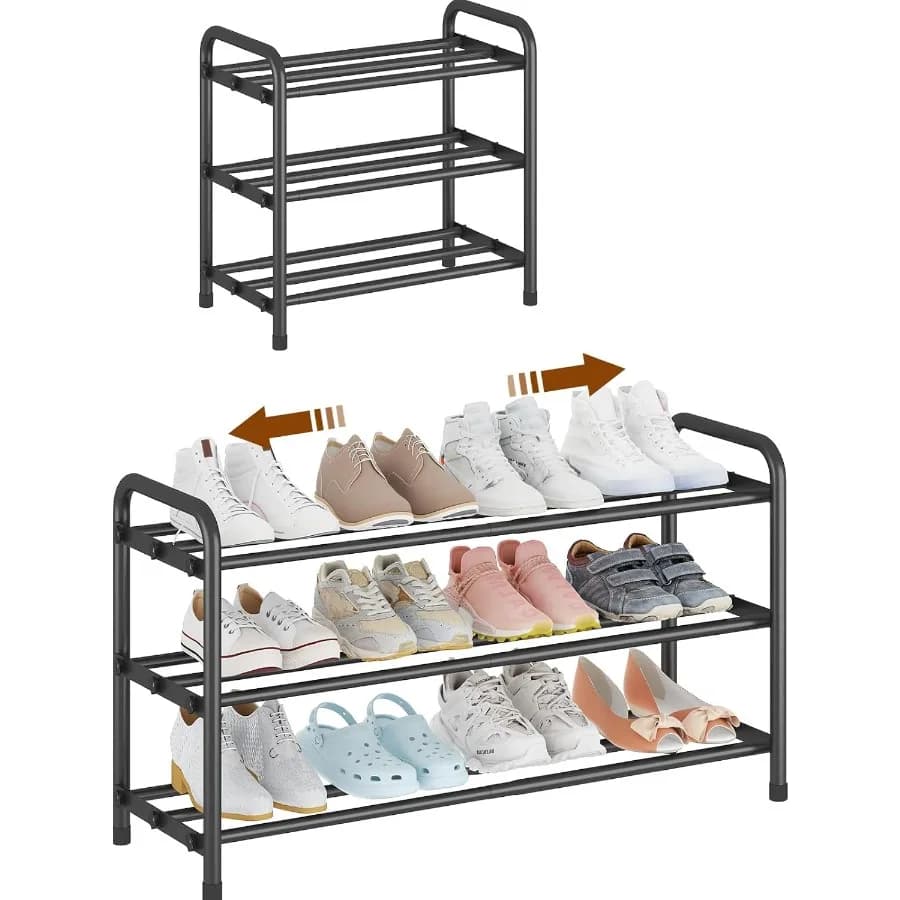 Organizzatore per scarpiera espandibile Scaffale per scarpe a 3 livelli per armadio Ingresso Porta d'ingresso Soluzione salvaspazio per riporre le scarpe