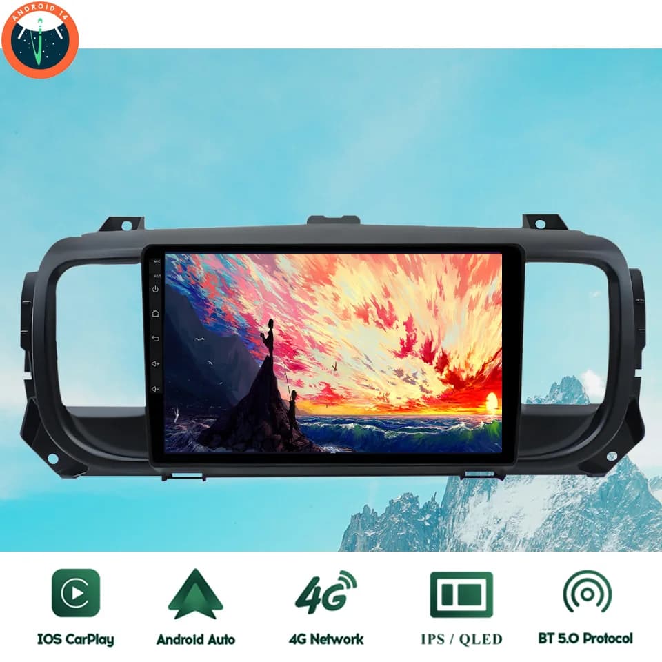 9 ''Android 14 8G Ram GPS per auto Navi Musica Video Lettore multimediale per Peugeot Expert Citroen Jumpy 2016 - 2021 Auto Stereo HU RDS