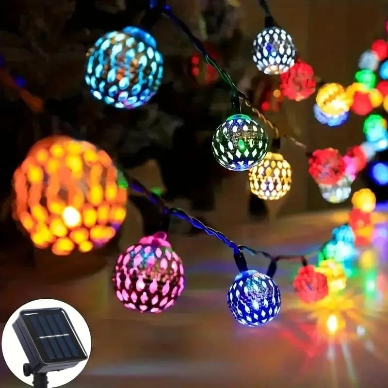 Luci solari a sfera marocchine 50/30/20 LED Luci solari staccabili per decorazioni esterne per feste di matrimonio e controllo del pulsante domestico