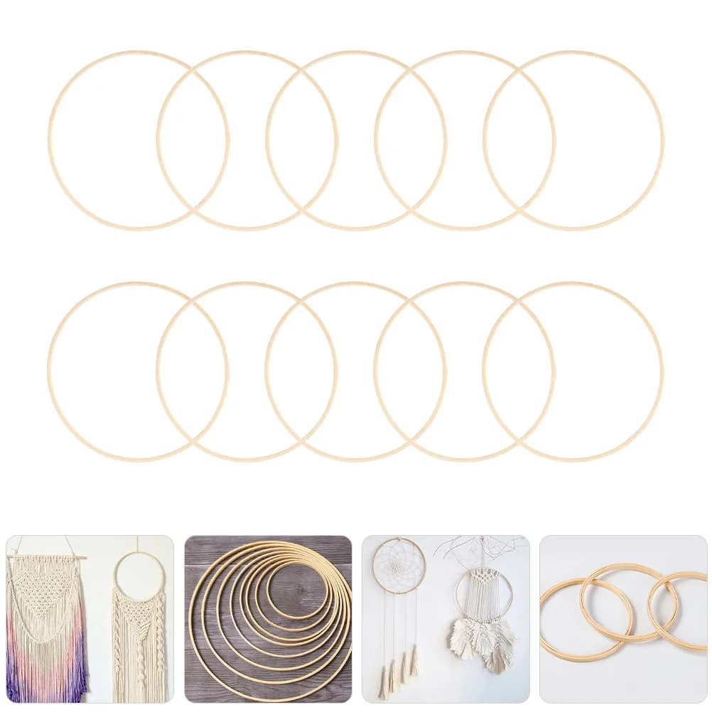 10Pcs Bamboo Embroidery Hoop Inner Ring Versatile Craft Ring for Embroidery Cross Stitch Needlework Dream Catcher Base