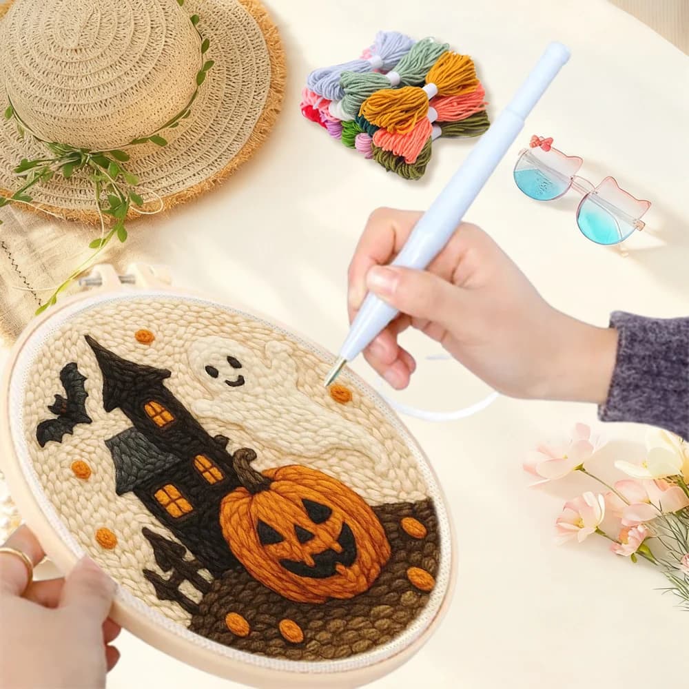 Punch Needle Kit Painting Decor Craft Kits Ghost Halloween Punch Needle Kits Adults Beginner Wall Decor Adult Hobbies