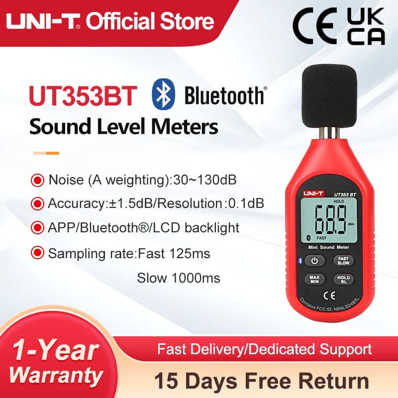 UNI-T UT353BT Misuratore di Livello Sonoro Digitale Bluetooth Rumore Tester del Tester 30-130dB Decibel di Monitoraggio del Suono Misuratori di Livello