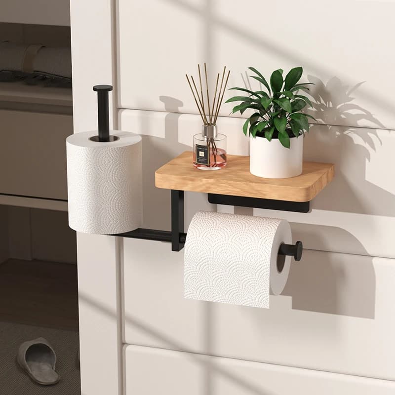Porta carta igienica da bagno, porta carta igienica, portarotolo non perforato da parete con piattaforma portaoggetti