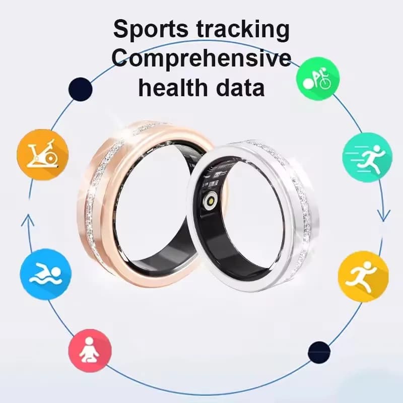 Anello Intelligente con Custodia di Ricarica per Donne, Monitoraggio Frequenza Cardiaca e Ossigeno nel Sangue, Impermeabile IP68 e 5ATM, Tracker Fitness Sportivo