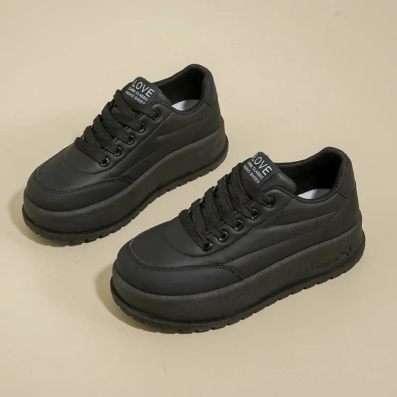 Scarpe invernali da donna in cotone ispessite con pile, calde scarpe da tavolo sportive casual con superficie in pelle antiscivolo e impermeabile