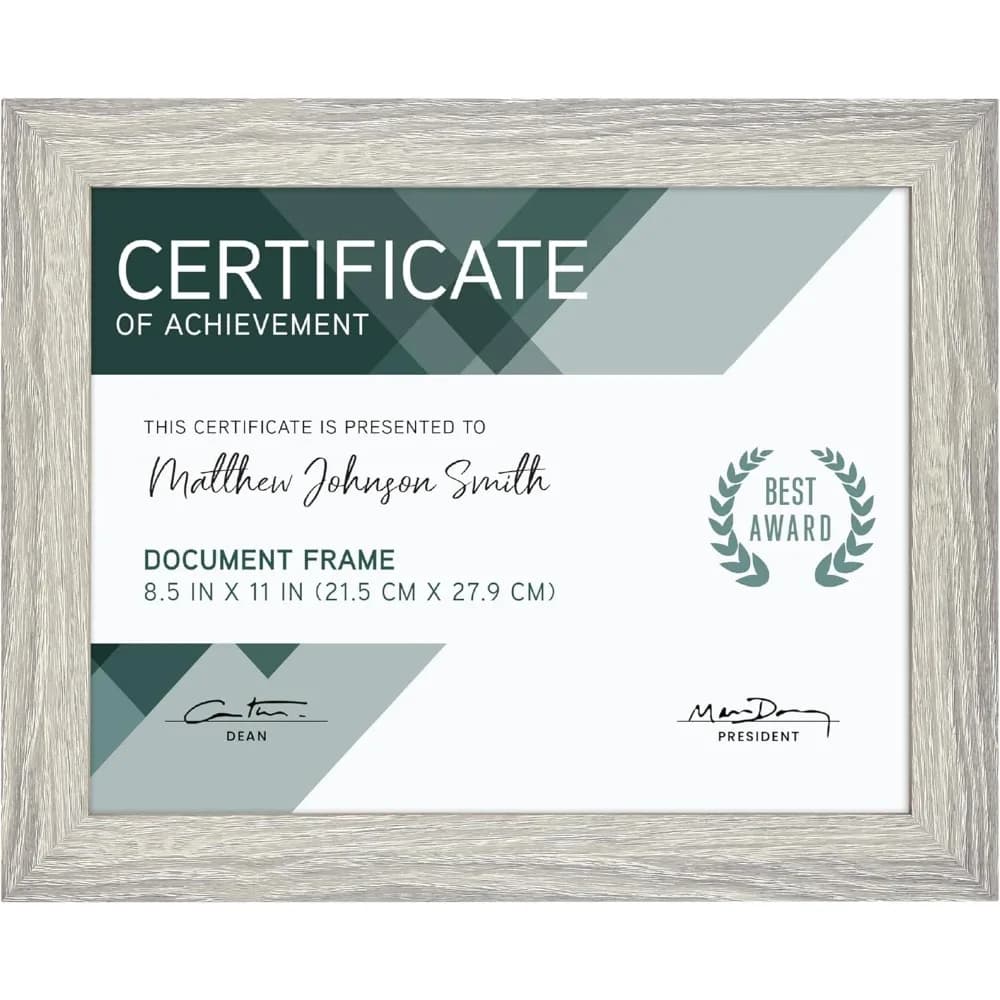 Studio Gallery Frame 8,5x11 Unbreakable glass with grey wood veins, frame for rectangular photo, poster and art Pri