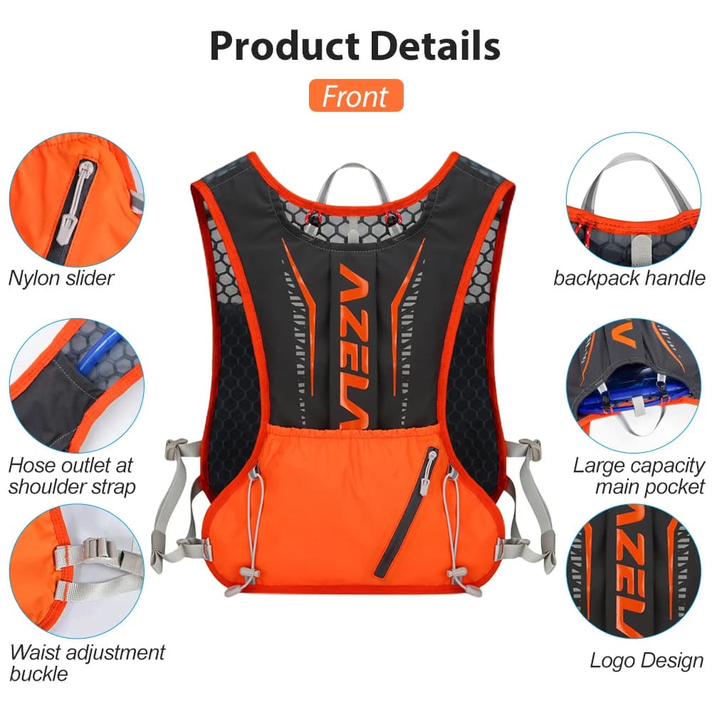 Zaino da Corsa Unisex Leggero e Impermeabile, Gilet Idratazione Sportivo per Ciclismo, Maratona, Escursionismo