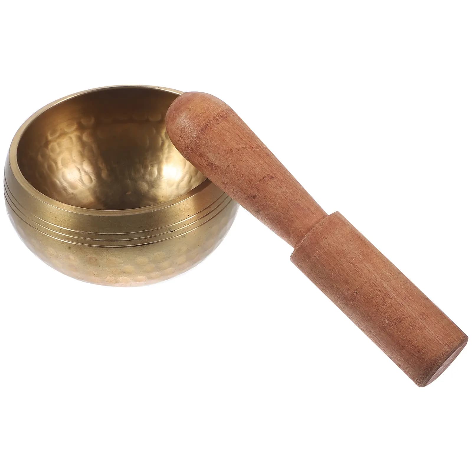 14.5x14.5x7.5cm Buddhist Meditation Singing Bowl Manual Tapping Nepal Bowl Gold Color Relaxation Balance