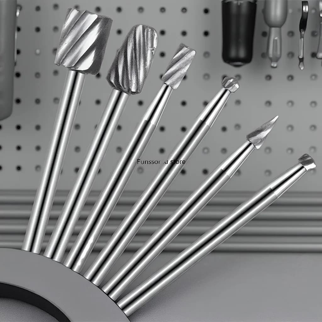 Set di frese rotanti HSS da 6 pezzi, gambo da 1/8 di pollice per Dremel, punte per molatura del metallo e intaglio del legno