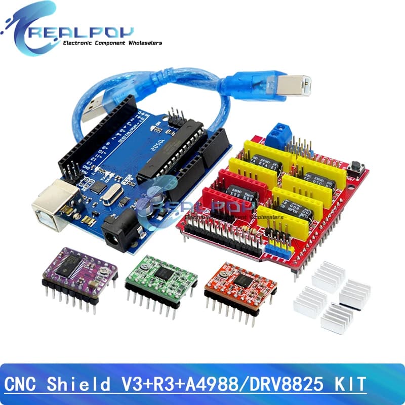 3D printer for CNC Shield V3 engraving machine + driver expansion card 4 pieces A4988 / DRV8825 for Arduino For UNO-R3 + 30 cm USB cable
