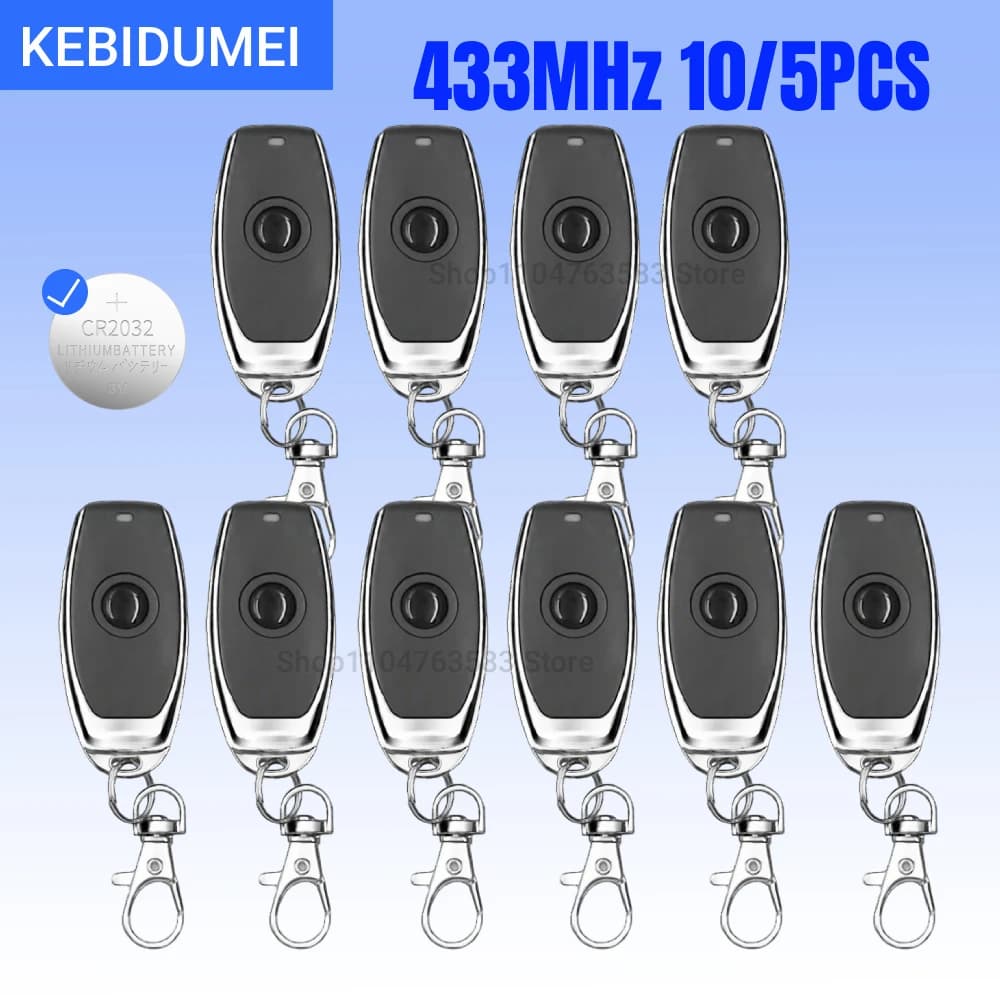 KEBIDUMEI 10/5 pz. Telecomando Wireless 433MHZ 1 Tasto per Porta Garage EV1527 con Codice di Apprendimento DC 6V Sistema di Allarme Auto Universale