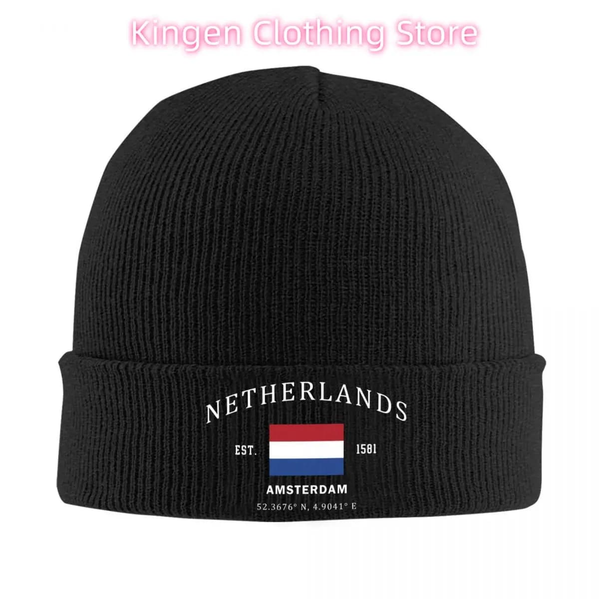 Bandiera olandese Amsterdam Cappello a cuffia Hip Hop Cappelli lavorati a maglia Unisex Adulto Olandese Orgoglio patriottico Inverno Caldo Skullies Berretti Berretti