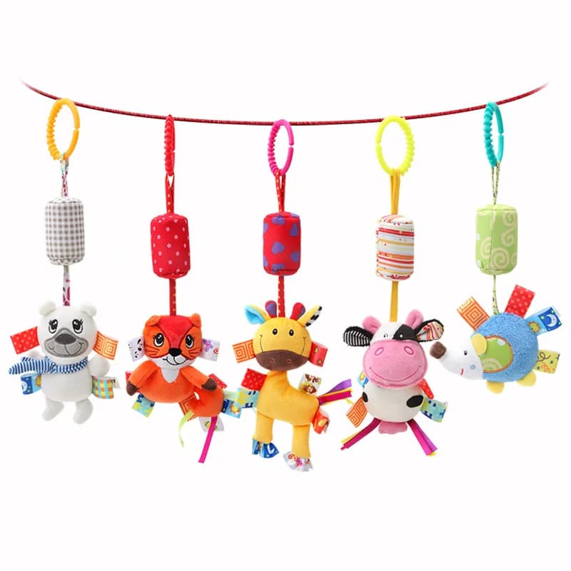 Sonagli per bambini Giocattoli appesi per seggiolino auto Culla Passeggino Palestra Montessori Giocattoli sensoriali di peluche per bambini 0-12 mesi con massaggiagengive Neonato