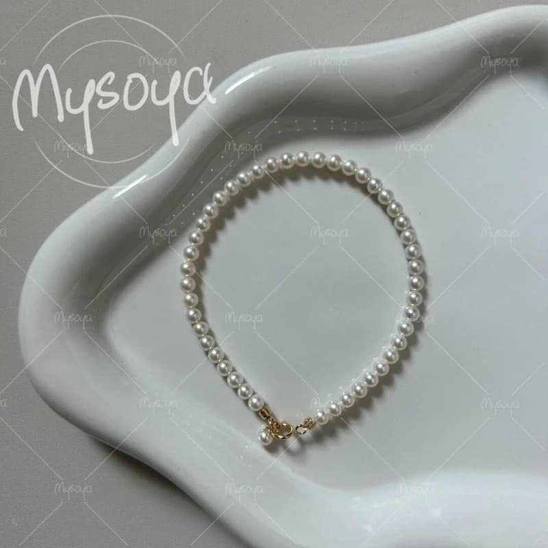Bracciale MYSOYA con perle d'acqua dolce bianche da 3-4 mm, con confezione regalo, per lei/lui, compleanno, matrimonio, anniversario, festa della mamma A0097